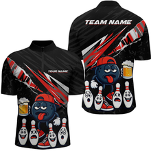 Load image into Gallery viewer, Custom Red Beer Bowling Jersey for Men Bowling Team Shirts Bowling Uniform Polo &amp; 1/4 Zip HNT133