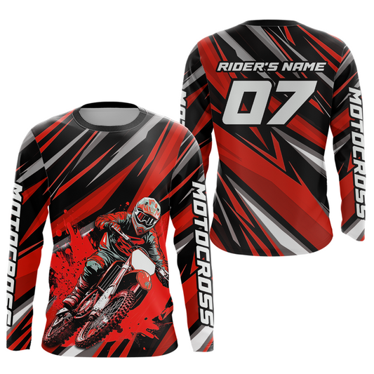 Custom Red Youth Motocross Jersey Racing for Kid Men Women MX Dirt Bike Shirts UPF30+ DNT47