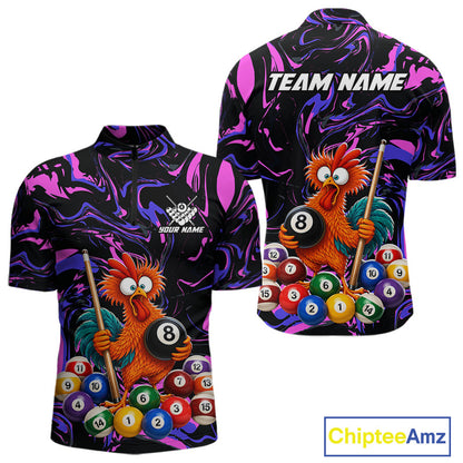 Custom Purple Chicken 8 Ball Billiard Shirt for Men Billiard Jerseys Team Billiard League NNT197