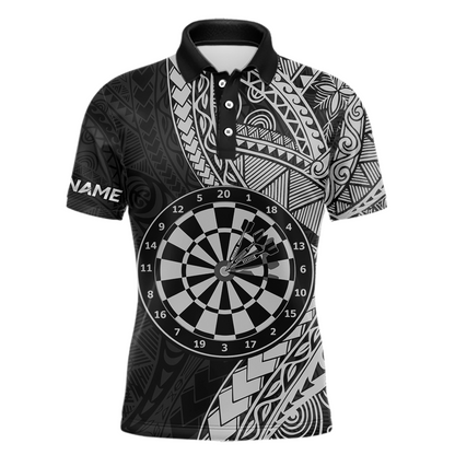 Custom White Tribal Dart Shirts for Men Dart Team Jersey Dartboard Gifts Polo & 1/4 Zip NNT163