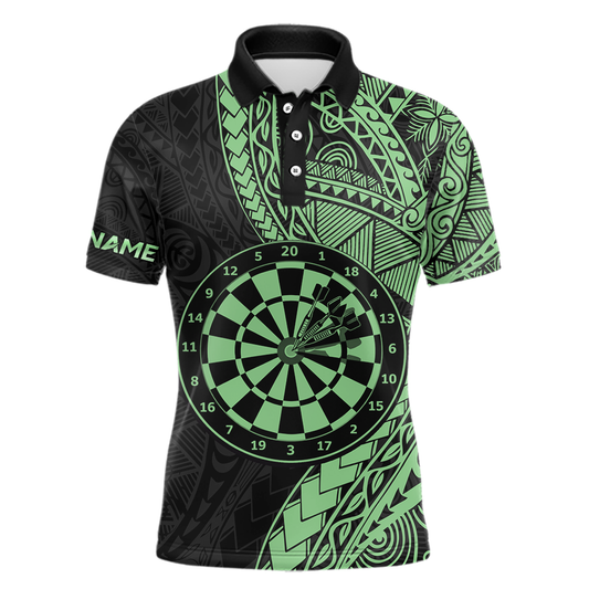 Custom Green Tribal Dart Shirts for Men Dart Team Jersey Dartboard Gifts Polo & 1/4 Zip NNT163