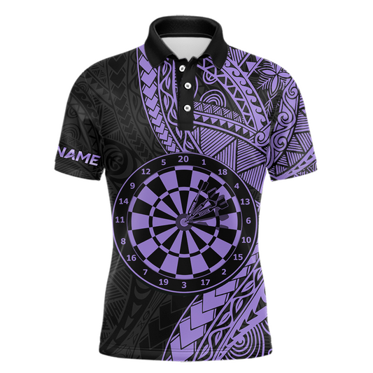 Custom Purple Tribal Dart Shirts for Men Dart Team Jersey Dartboard Gifts Polo & 1/4 Zip NNT163