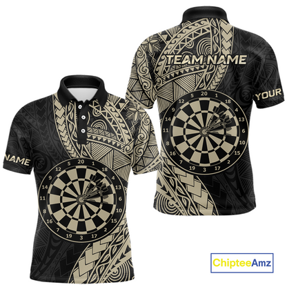 Custom Yellow Tribal Dart Shirts for Men Dart Team Jersey Dartboard Gifts Polo & 1/4 Zip NNT163