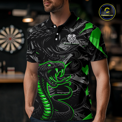 Green Custom Cobra Snake Dart Shirts for Men Dart Team Jersey Dartboard Gifts Polo & 1/4 Zip NNT162