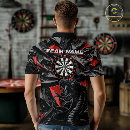 Red Custom Cobra Snake Dart Shirts for Men Dart Team Jersey Dartboard Gifts Polo & 1/4 Zip NNT162