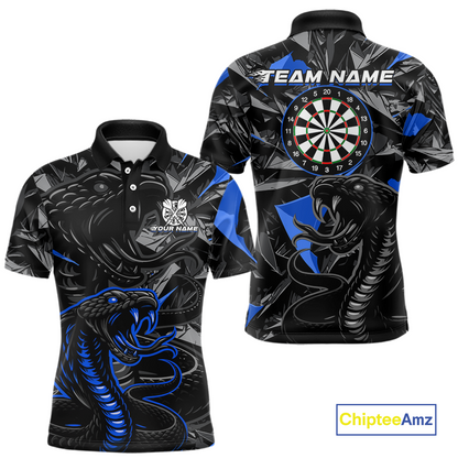 Blue Custom Cobra Snake Dart Shirts for Men Dart Team Jersey Dartboard Gifts Polo & 1/4 Zip NNT162