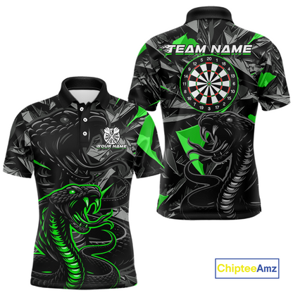 Green Custom Cobra Snake Dart Shirts for Men Dart Team Jersey Dartboard Gifts Polo & 1/4 Zip NNT162