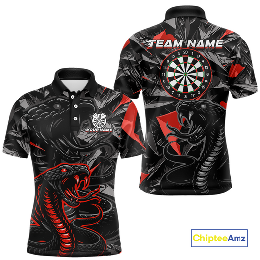 Red Custom Cobra Snake Dart Shirts for Men Dart Team Jersey Dartboard Gifts Polo & 1/4 Zip NNT162