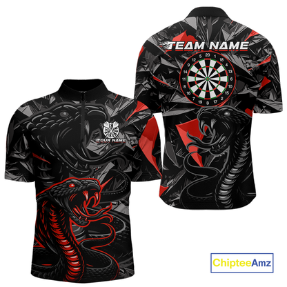 Red Custom Cobra Snake Dart Shirts for Men Dart Team Jersey Dartboard Gifts Polo & 1/4 Zip NNT162