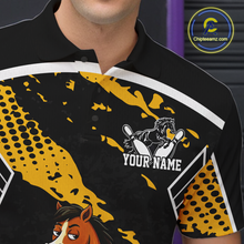 Load image into Gallery viewer, Custom Yellow Funny Horse Bowling Tournament Jersey for Men Bowling Team Shirts Polo &amp; 1/4 Zip HNT180