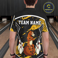 Load image into Gallery viewer, Custom Yellow Funny Horse Bowling Tournament Jersey for Men Bowling Team Shirts Polo &amp; 1/4 Zip HNT180