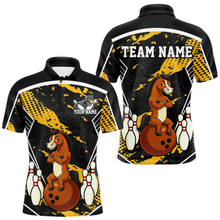 Load image into Gallery viewer, Custom Yellow Funny Horse Bowling Tournament Jersey for Men Bowling Team Shirts Polo &amp; 1/4 Zip HNT180
