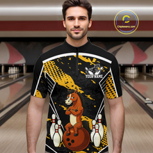 Load image into Gallery viewer, Custom Yellow Funny Horse Bowling Tournament Jersey for Men Bowling Team Shirts Polo &amp; 1/4 Zip HNT180