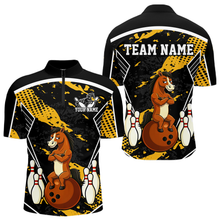 Load image into Gallery viewer, Custom Yellow Funny Horse Bowling Tournament Jersey for Men Bowling Team Shirts Polo &amp; 1/4 Zip HNT180