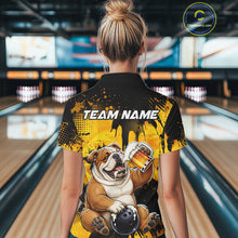 Load image into Gallery viewer, Person wearing a shirt with a bulldog graphic and 'Team Name' text in a bowling alley.