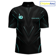 Load image into Gallery viewer, Black shirt with blue accents and a logo on a white background, featuring the brand 'ChipteeAmz'.