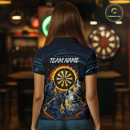 Custom Funny Flame Wolf Darts Board Dart Shirts For Women Darts Team Jerseys Dart Tournament NNT149