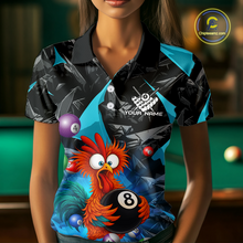 Load image into Gallery viewer, Custom Funny Turquoise Chicken 8 Ball Pool Billiard Shirt for Women Polo &amp; 1/4 Zip, Billiard Team Jerseys NNT148