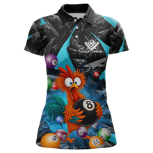Load image into Gallery viewer, Custom Funny Turquoise Chicken 8 Ball Pool Billiard Shirt for Women Polo &amp; 1/4 Zip, Billiard Team Jerseys NNT148
