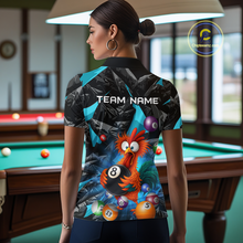 Load image into Gallery viewer, Custom Funny Turquoise Chicken 8 Ball Pool Billiard Shirt for Women Polo &amp; 1/4 Zip, Billiard Team Jerseys NNT148