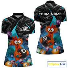 Load image into Gallery viewer, Custom Funny Turquoise Chicken 8 Ball Pool Billiard Shirt for Women Polo &amp; 1/4 Zip, Billiard Team Jerseys NNT148