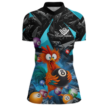 Load image into Gallery viewer, Custom Funny Turquoise Chicken 8 Ball Pool Billiard Shirt for Women Polo &amp; 1/4 Zip, Billiard Team Jerseys NNT148