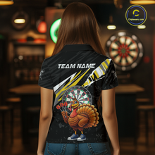 Load image into Gallery viewer, Yellow Funny Turkey Chicken Darts Shirt for Women Darts Team Jerseys Polo &amp; 1/4 Zip Dart League NNT130