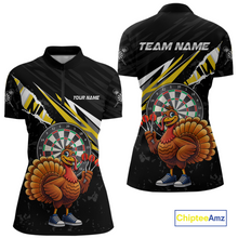 Load image into Gallery viewer, Yellow Funny Turkey Chicken Darts Shirt for Women Darts Team Jerseys Polo &amp; 1/4 Zip Dart League NNT130