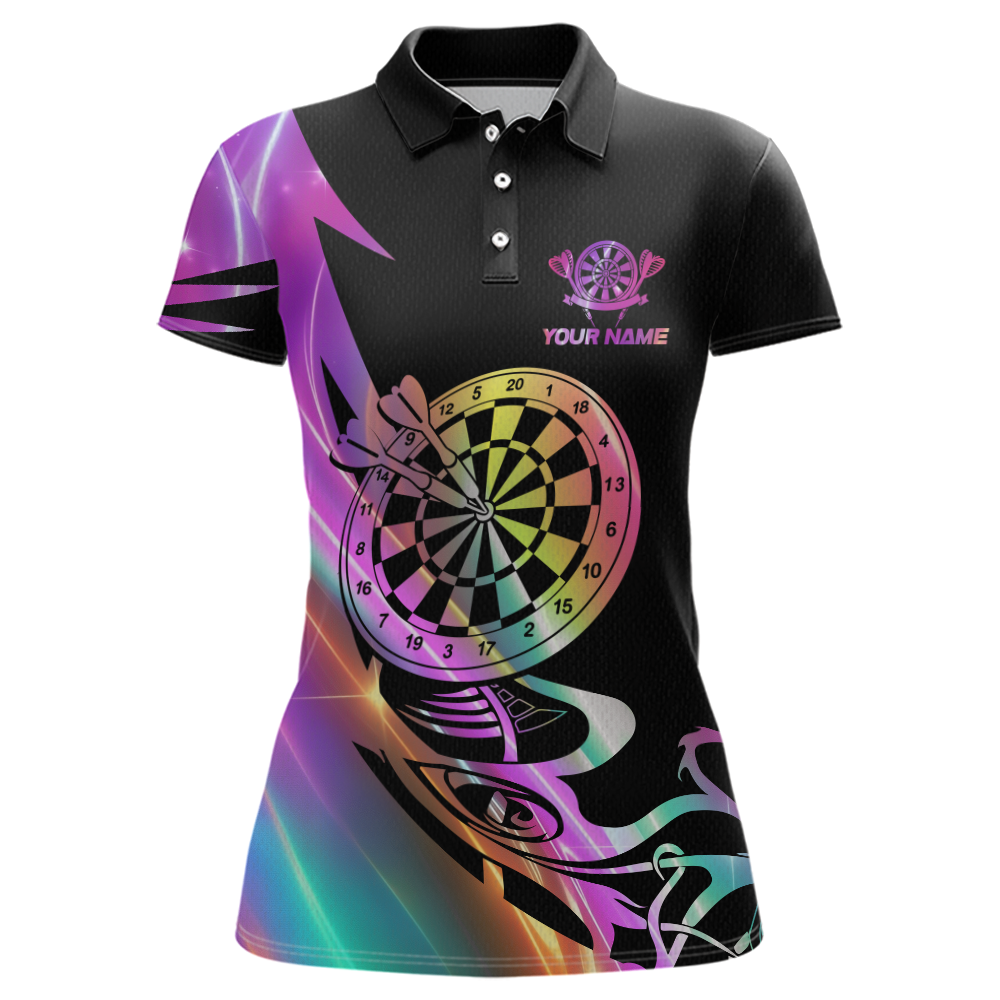 Custom Neon Pattern Dart Shirts For Women Dart Board Shirts Polo & 1/4 Zip Dart Jersey Team NNT128