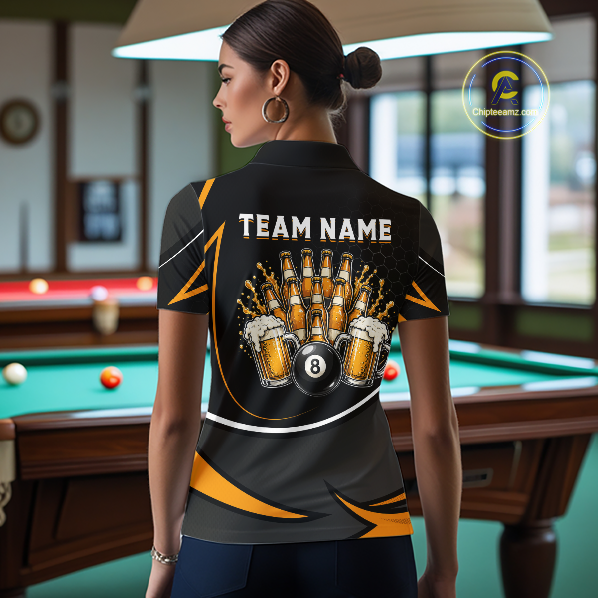 Custom Beer 8 Ball Billiard Shirt for Women Billiard Team Jersey Billiard League Billiard Uniform NNT187