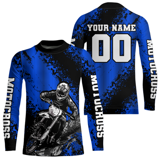 Custom Blue MX Off Road Racing Shirts Kid Men Women Youth Motocross Shirts UPF30+ DNT36