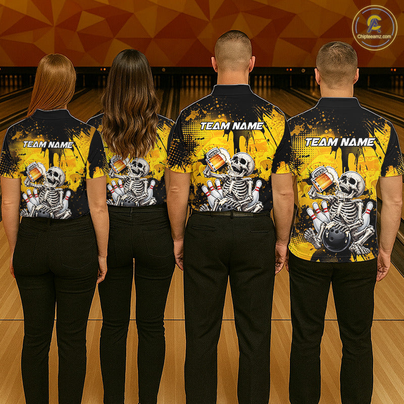 Custom Beer Funny Skeleton Bowling Team Shirts Bowling Jersey for Women Bowling League HNT464