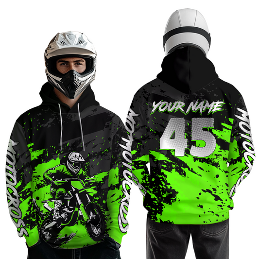 Custom Green Youth Motocross Hoodie Jersey Kid Men Women Dirt Bike Motorcycle Hoodie HOT35