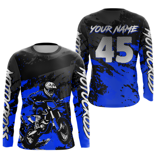 Blue Youth MX Motocross Jersey Custom Motocycle Shirts Men Women Kid Motocross Shirt UPF30+ DNT40