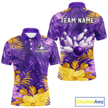 Load image into Gallery viewer, Custom Flowers Bowling Jersey for Men Polo &amp; 1/4 Zip Bowling Team Shirts Bowling League HNT213