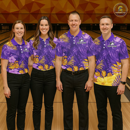 Custom Flowers Bowling Jersey for Women Polo & 1/4 Zip Bowling Team Shirts Bowling League HNT213