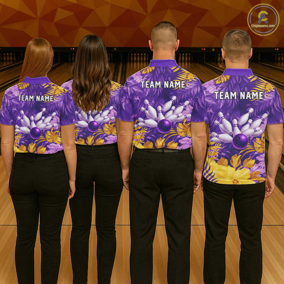 Custom Flowers Bowling Jersey for Men Polo & 1/4 Zip Bowling Team Shirts Bowling League HNT213