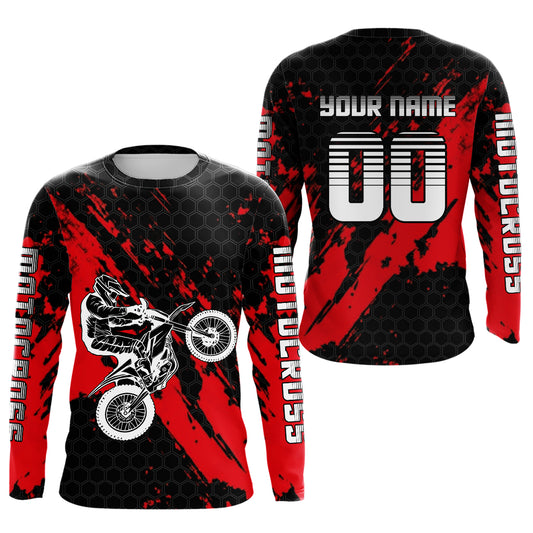 Red Youth Motocross Jersey Adult Kid Upf30+Custom Racing Jersey Off-Road Jersey DNT51