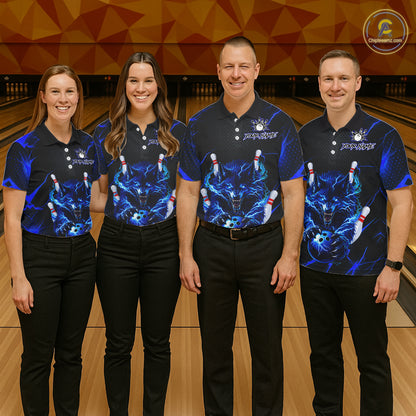 Custom Thunder Wolf Bowling Jersey for Women Bowling Uniform Polo &1/4 Zip Bowling Team Shirts HNT250