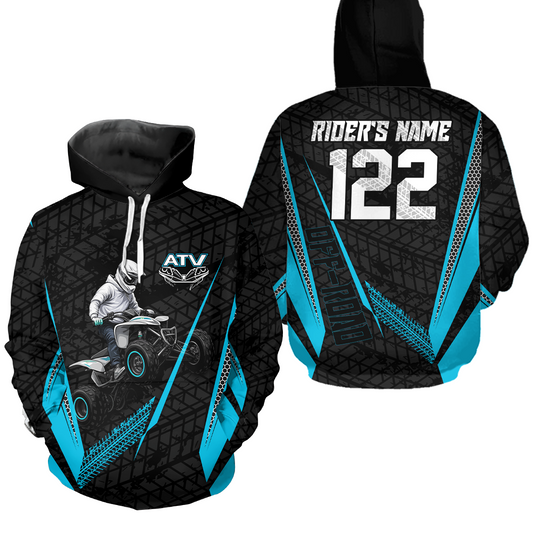 Turquoise Atv Motocross Hoodie For Adult&Kid Upf30+ Pink Quad Bike Shirt Off-Road Atv Mx Racing NHN013