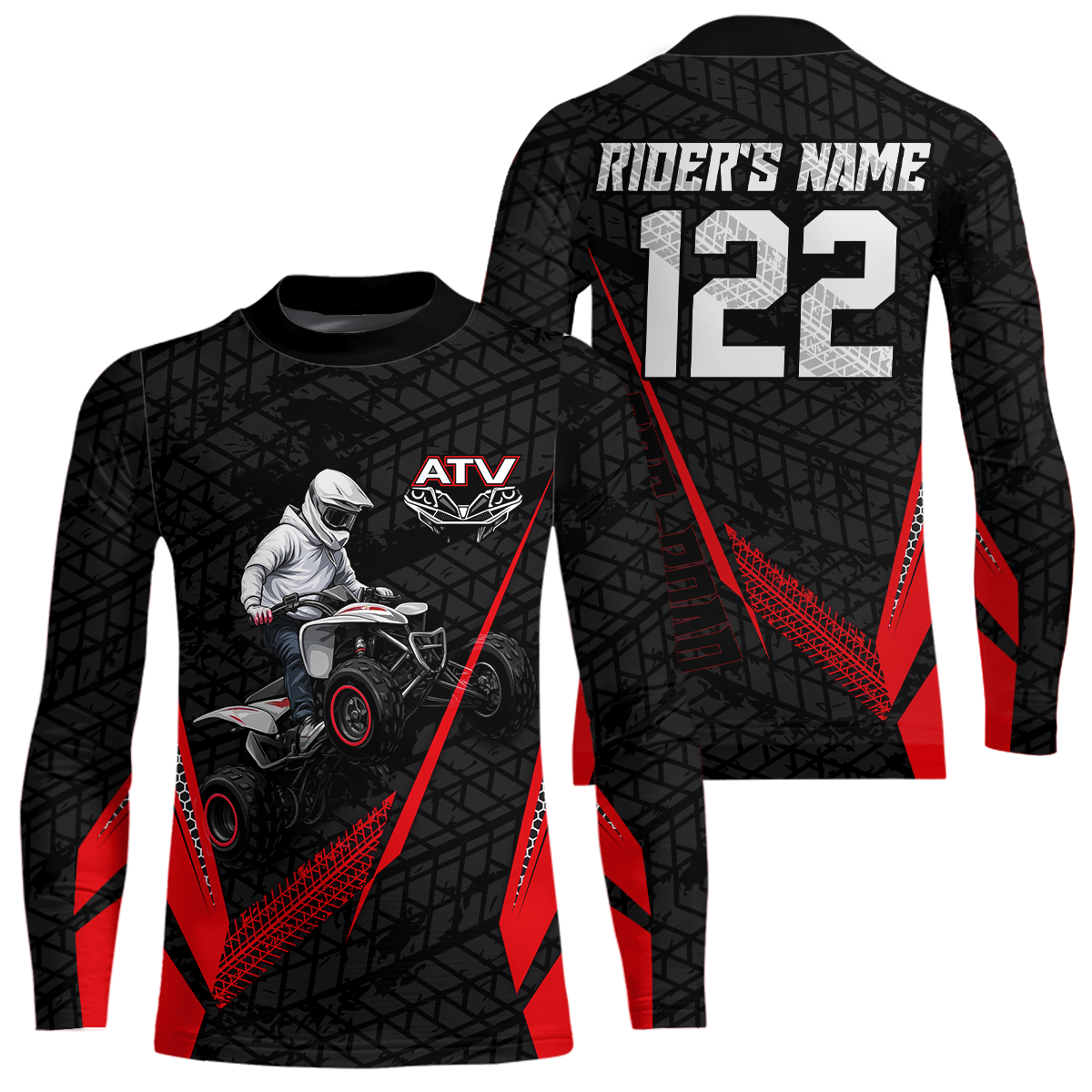 Personalized ATV Motocross Jersey For Adult & Kids UPF30+ Red Quad Bike Shirt Off-Road ATV MX Racing NHN013