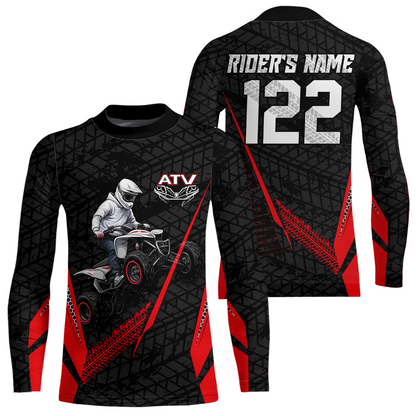 Personalized ATV Motocross Jersey For Adult & Kids UPF30+ Red Quad Bike Shirt Off-Road ATV MX Racing NHN013