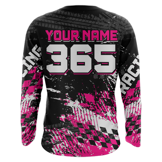 Custom Pink ATV Motocross Jersey Girls Dirt Bike Racing Shirts UPF30+ Off-Road Quad Jersey For Women Kids Youth NHN004