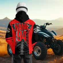 Load image into Gallery viewer, Personalized Red Atv Racing Hoodie Custom Name &amp; Number Red Quad Bike Rider Motocross Shirt For Men Women  NHN002