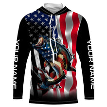 Load image into Gallery viewer, Bass Fishing American Flag Custom Long sleeve Performance Fishing Shirts, Patriotic Fishing Jerseys TTN91