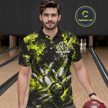Load image into Gallery viewer, Neon Yellow Men’s Bowling Shirt Custom Bowling Team Jersey Polo &amp; Quarter Zip TTN130