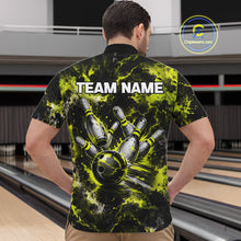 Load image into Gallery viewer, Neon Yellow Men’s Bowling Shirt Custom Bowling Team Jersey Polo &amp; Quarter Zip TTN130