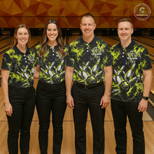 Load image into Gallery viewer, Neon Yellow Men’s Bowling Shirt Custom Bowling Team Jersey Polo &amp; Quarter Zip TTN130