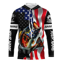 Load image into Gallery viewer, American Flag Bass Fishing Custom long sleeve Fishing Shirts for men, Bass Fishing jerseys TTV63