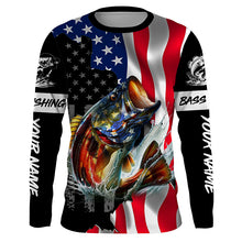 Load image into Gallery viewer, American Flag Bass Fishing Custom long sleeve Fishing Shirts for men, Bass Fishing jerseys TTV63